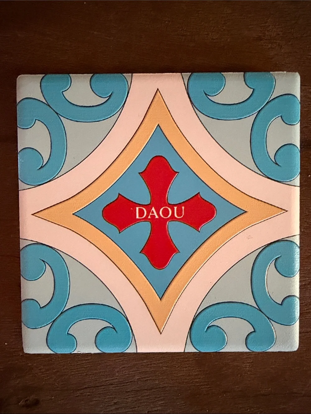 DAOU Vineyards Blue and Red Decorative Ceramic Coasters - Set of 2